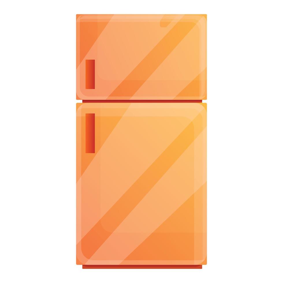 Orange fridge icon, cartoon style vector