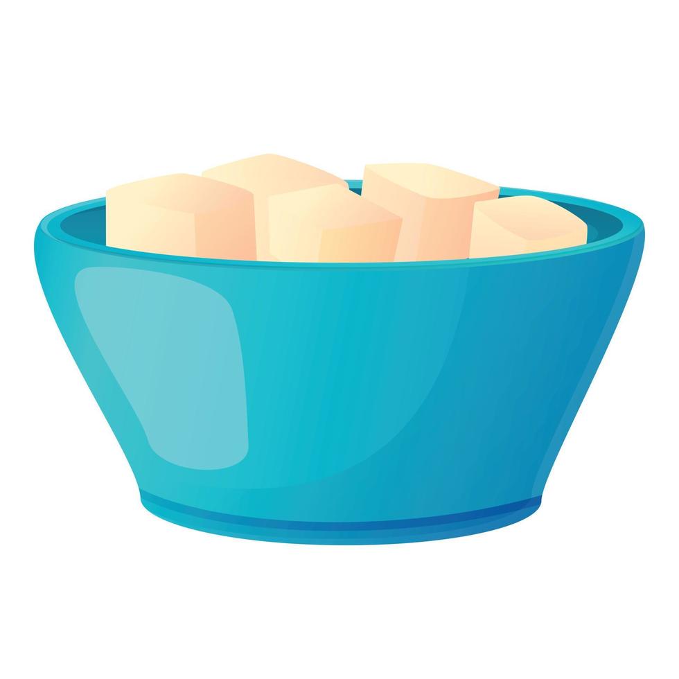 Bowl sugar icon, cartoon style vector