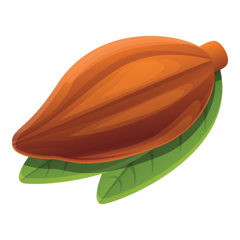 Cocoa fruit icon, cartoon style vector