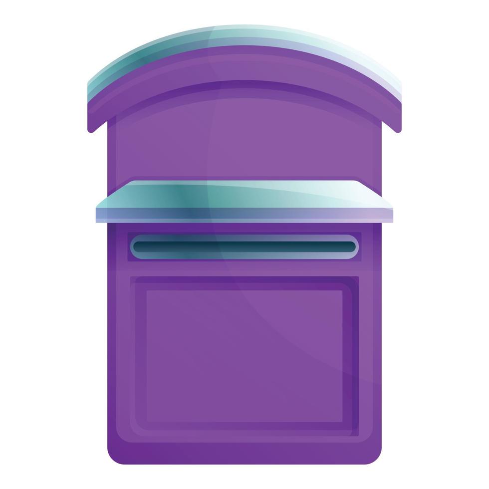 Violet mailbox icon, cartoon style vector