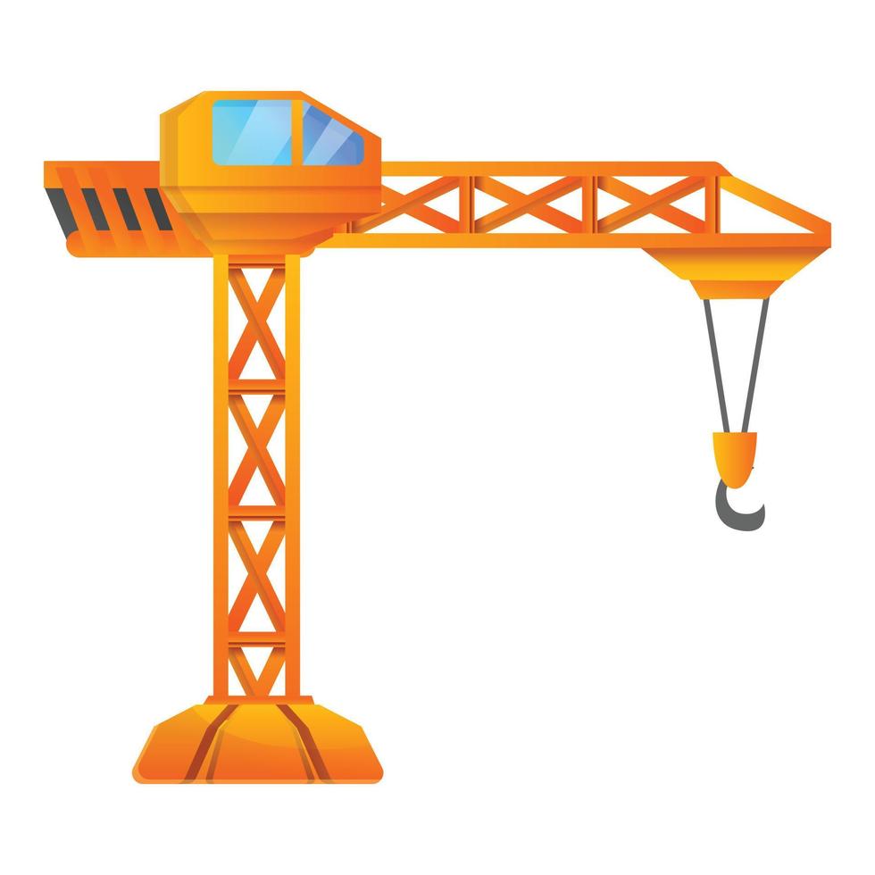 Orange crane icon, cartoon style vector