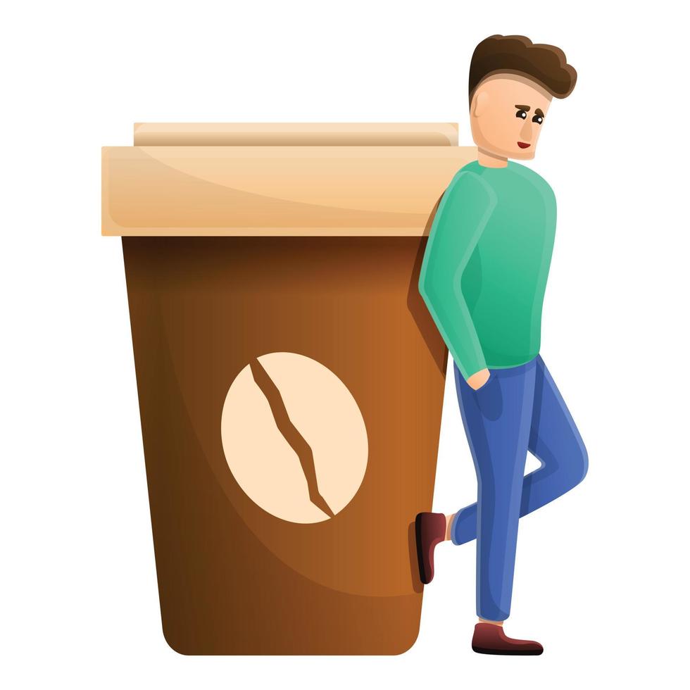 icono de adicción al café caliente, estilo de dibujos animados vector