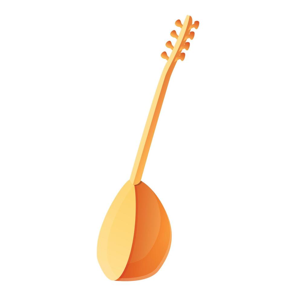 Turkish string instrument icon, cartoon style vector