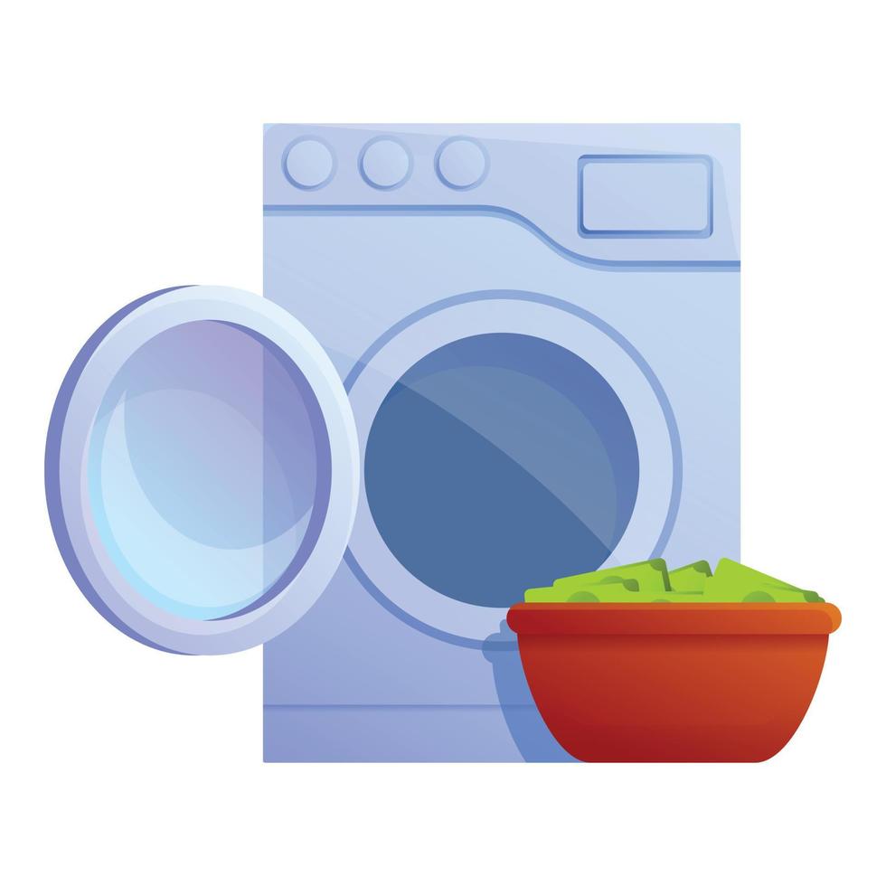 icono de lavadora y dinero, estilo de dibujos animados vector