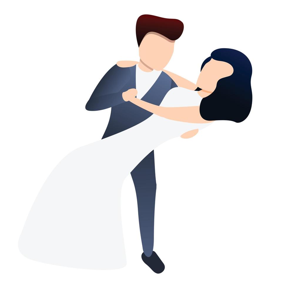 Modern bride dance icon, cartoon style vector