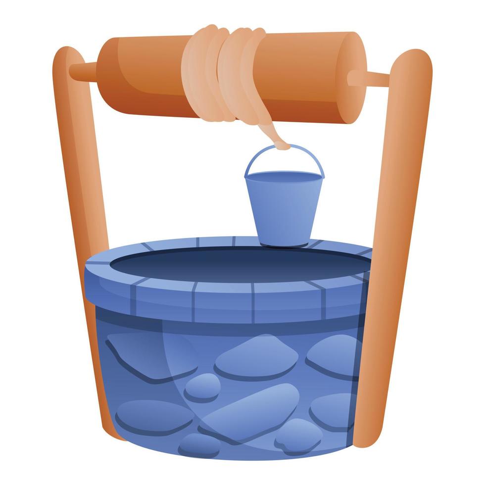 icono de pozo de agua de alambre viejo, estilo de dibujos animados vector