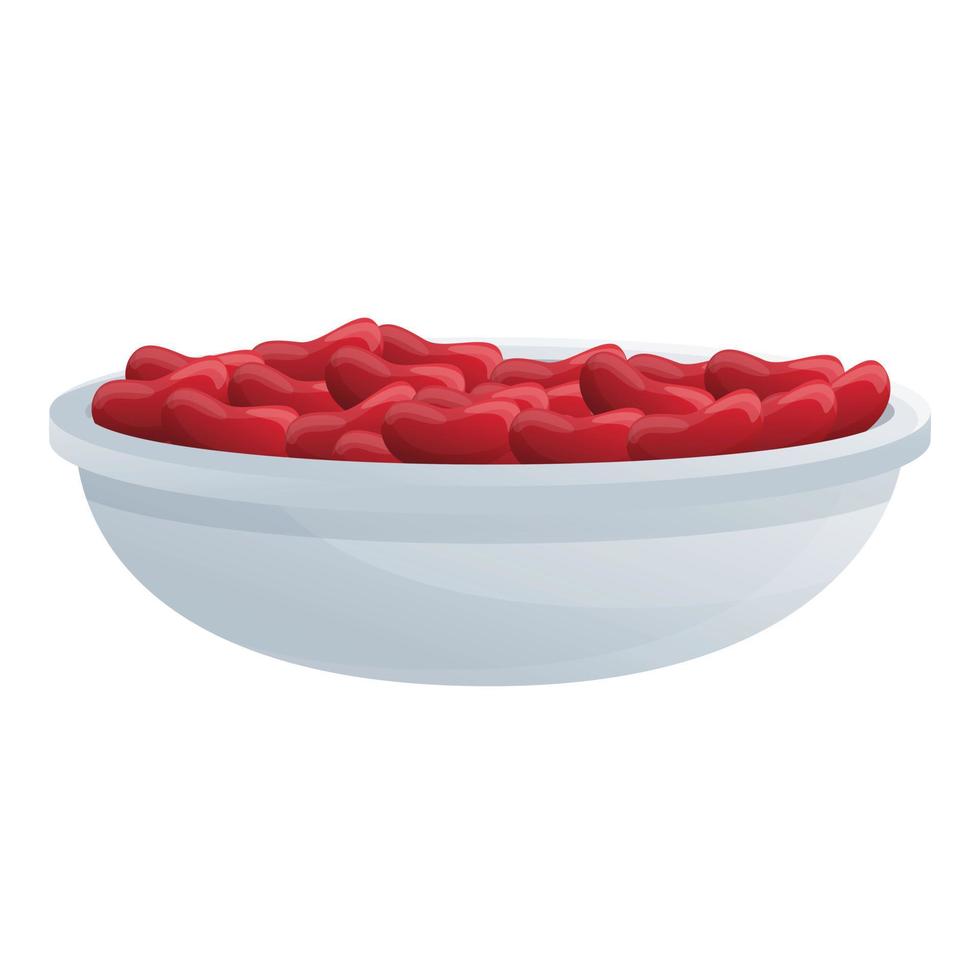 bowl red beans icon, cartoon style vector