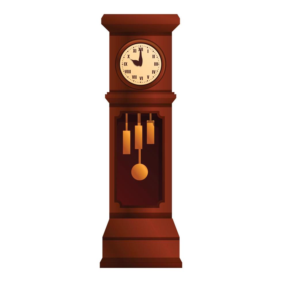 Classical pendulum clock icon, cartoon style vector