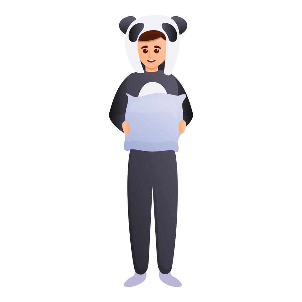 Boy panda bear pajama icon, cartoon style vector