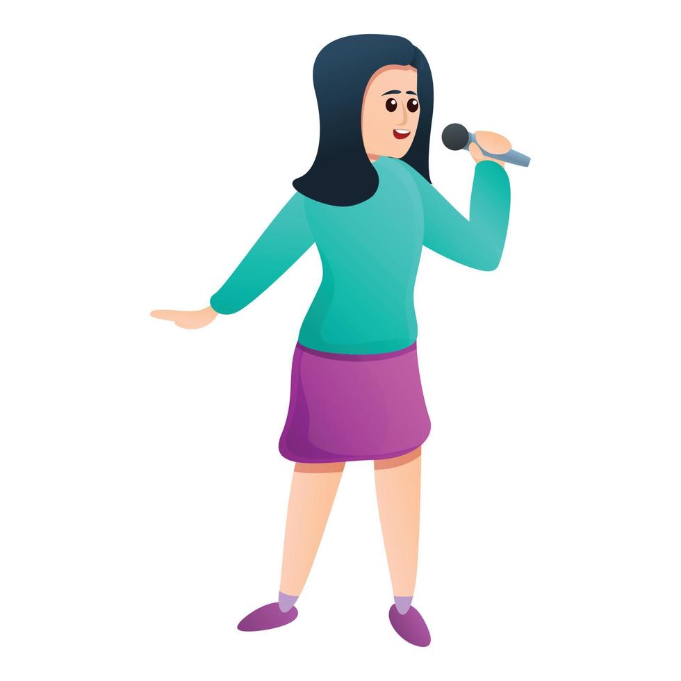 mujer cantando icono de canción, estilo de dibujos animados vector