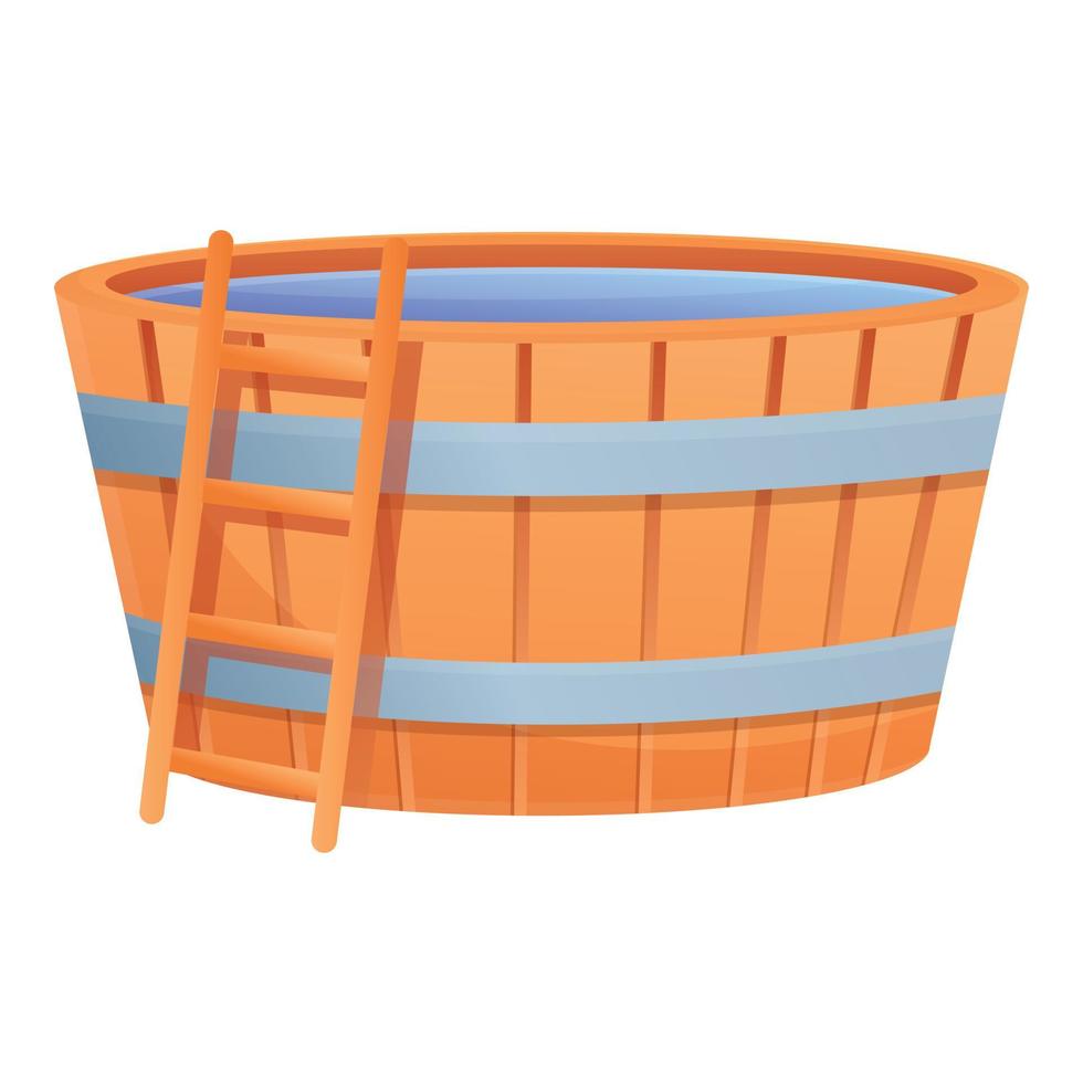 Sauna water basin icon, cartoon style vector