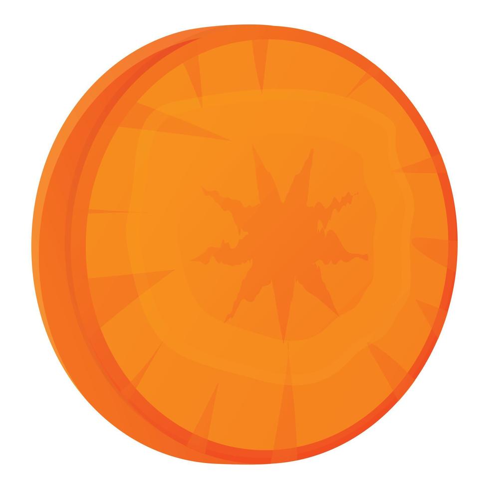 Fresh carrot slice icon, cartoon style vector