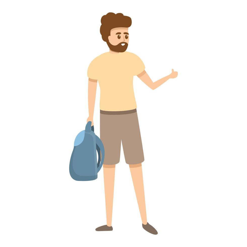 Hitchhiking icon, cartoon style vector