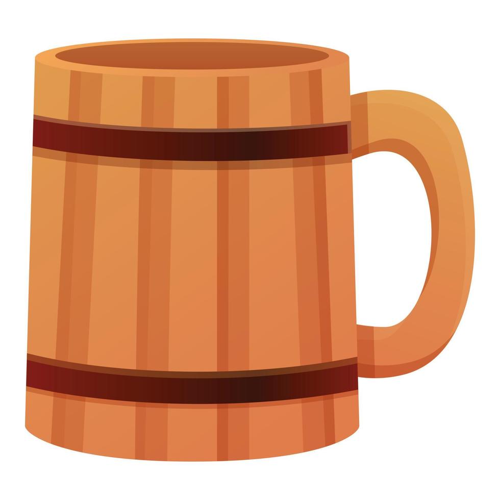 Sauna wood mug icon, cartoon style vector