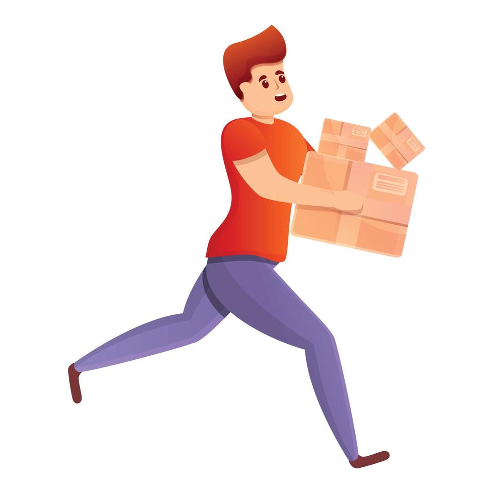 Running quickly courier icon, cartoon style vector