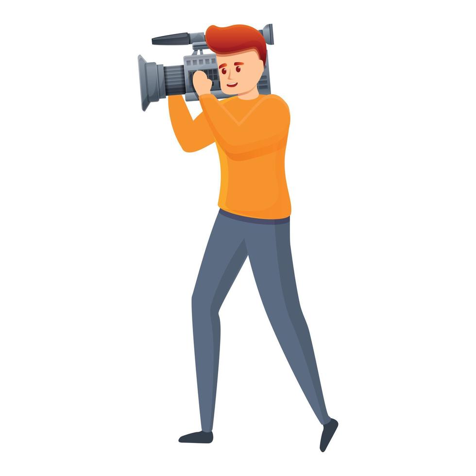 Tv cameraman icon, cartoon style vector