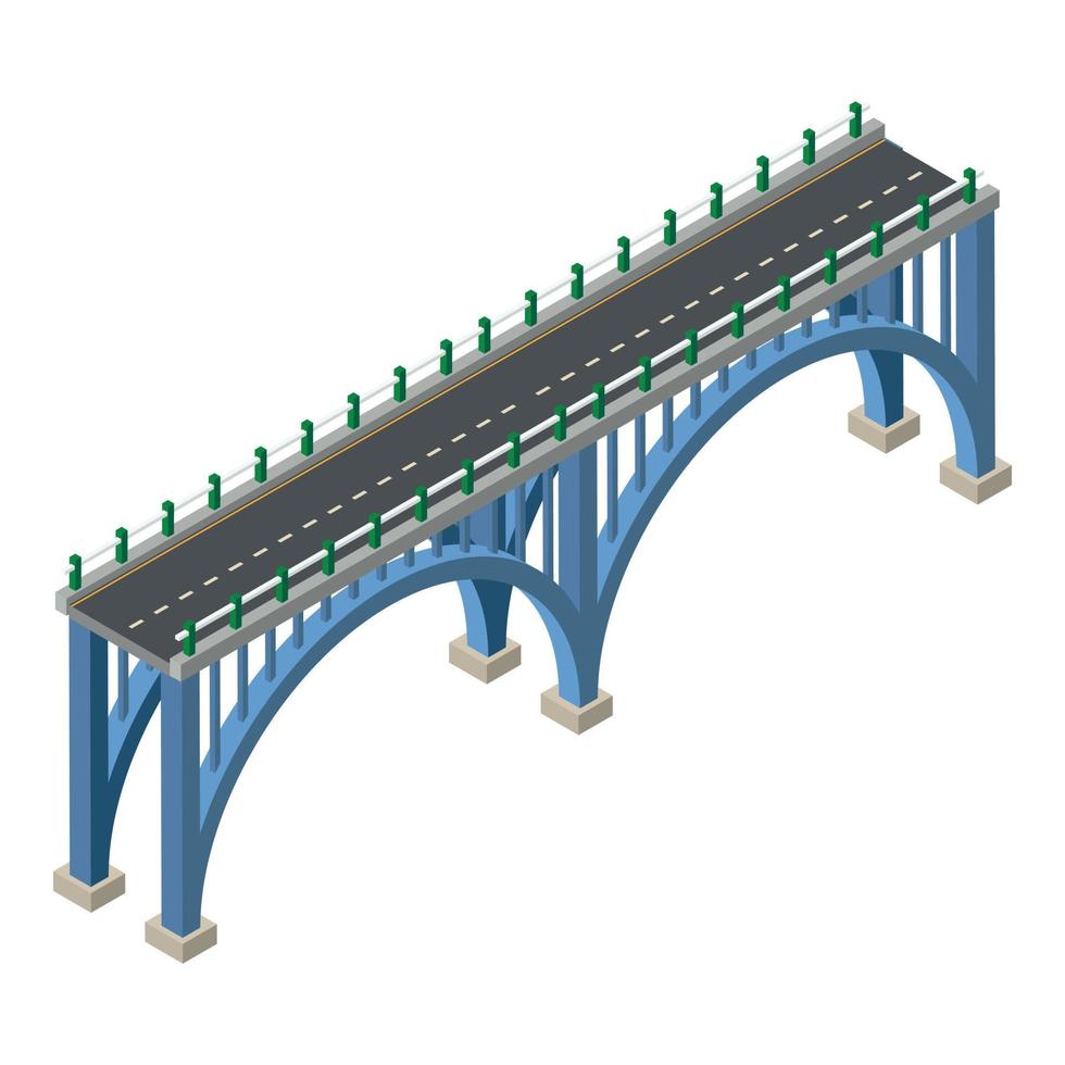 Road bridge icon, isometric style vector