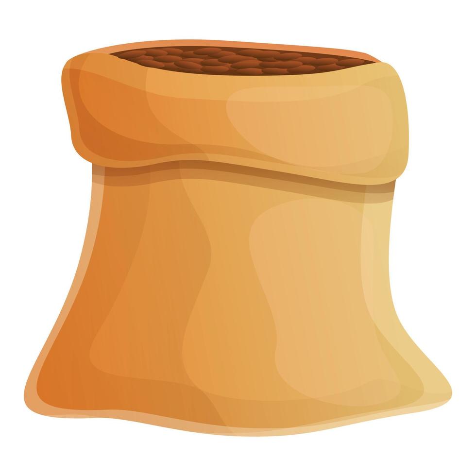 Cocoa sack beans icon, cartoon style vector