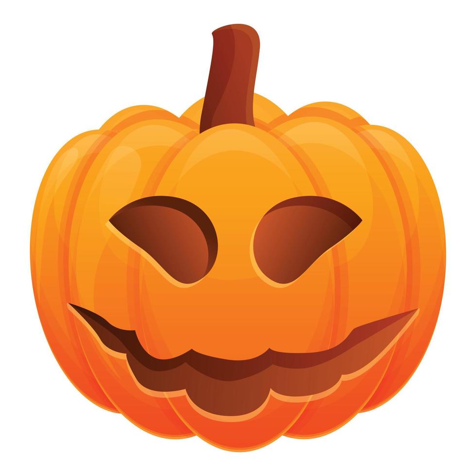 Expression pumpkin icon, cartoon style vector