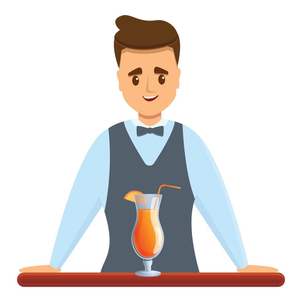 Bartender summer cocktail icon, cartoon style vector