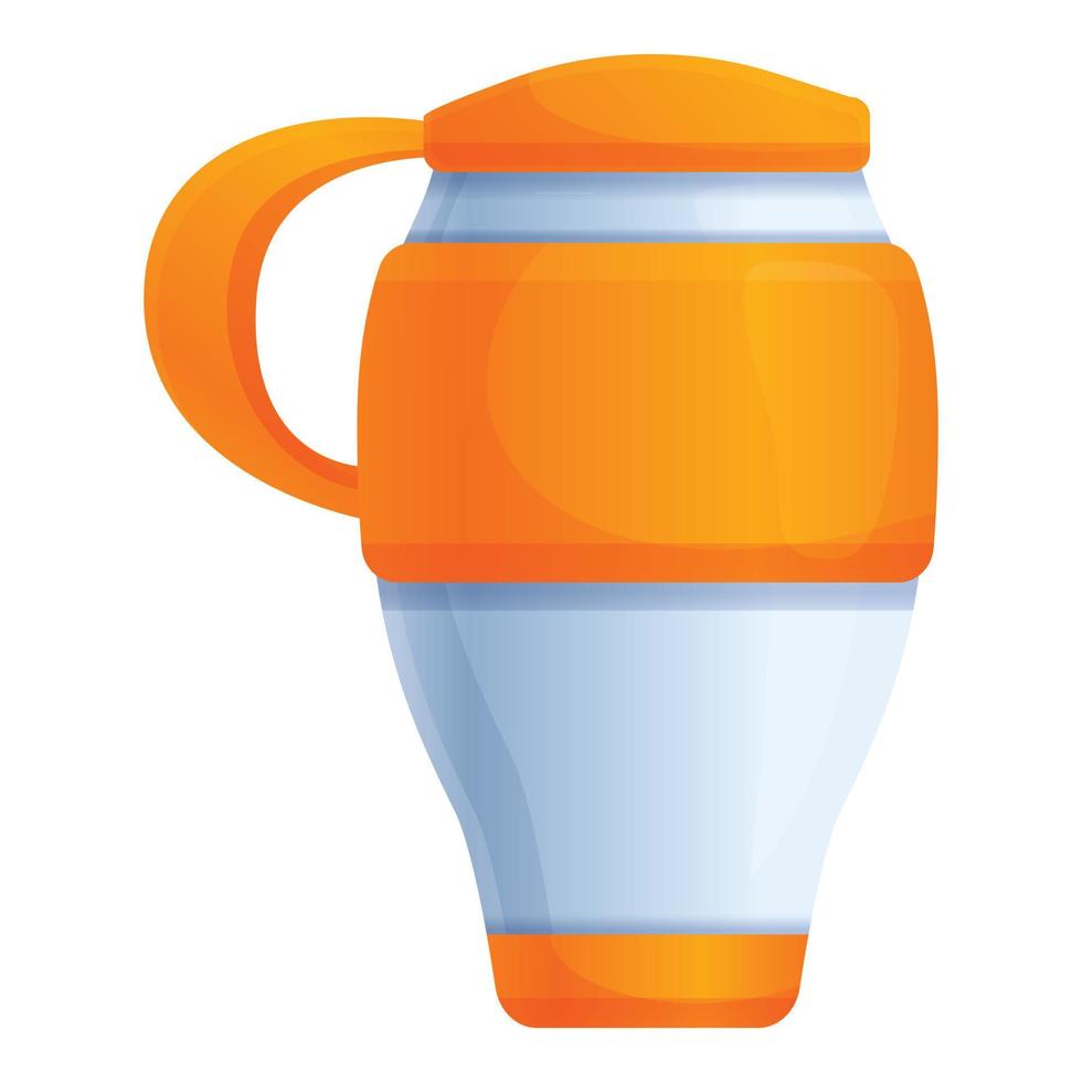 Drink thermo flask icon, cartoon style vector