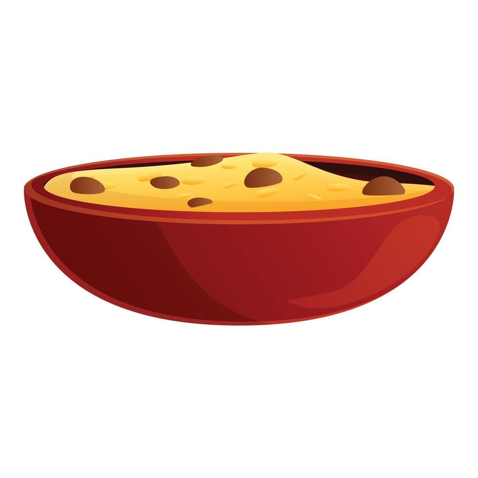 Oatmeal plate icon, cartoon style vector