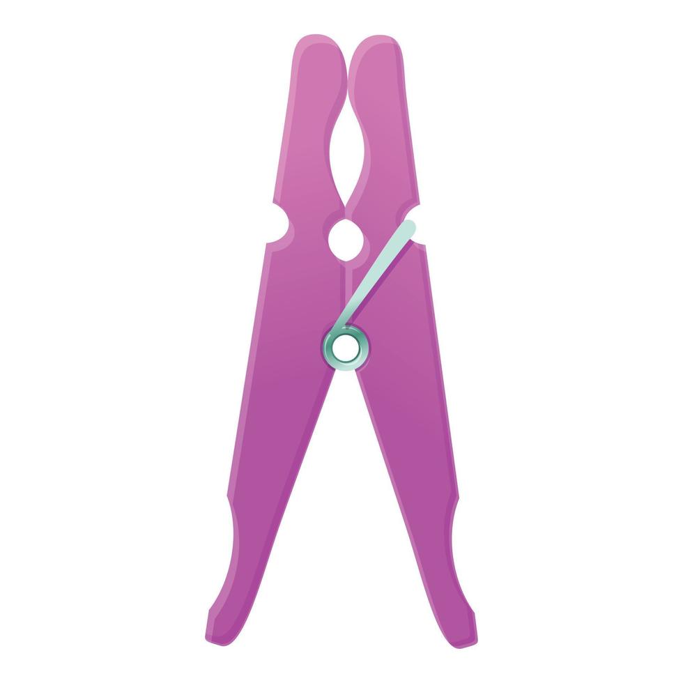 Pink clothes pin icon, cartoon style vector