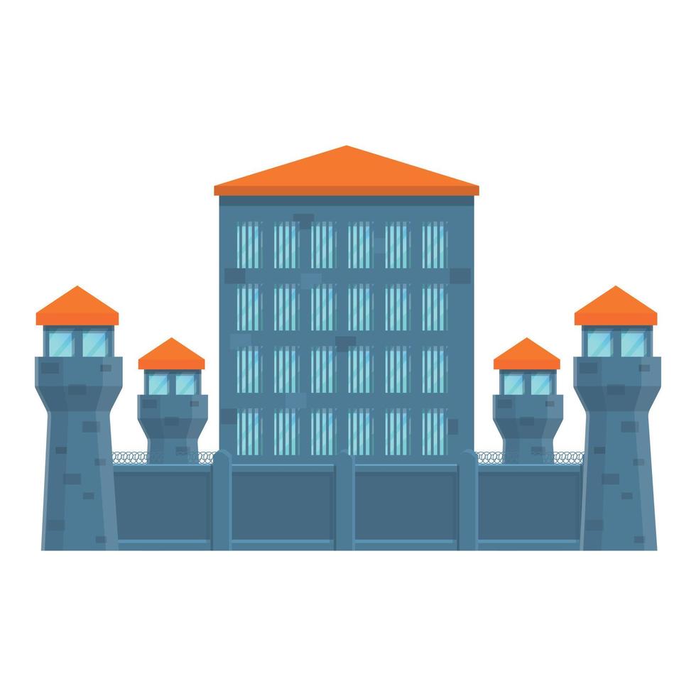 Prison building icon, cartoon style vector