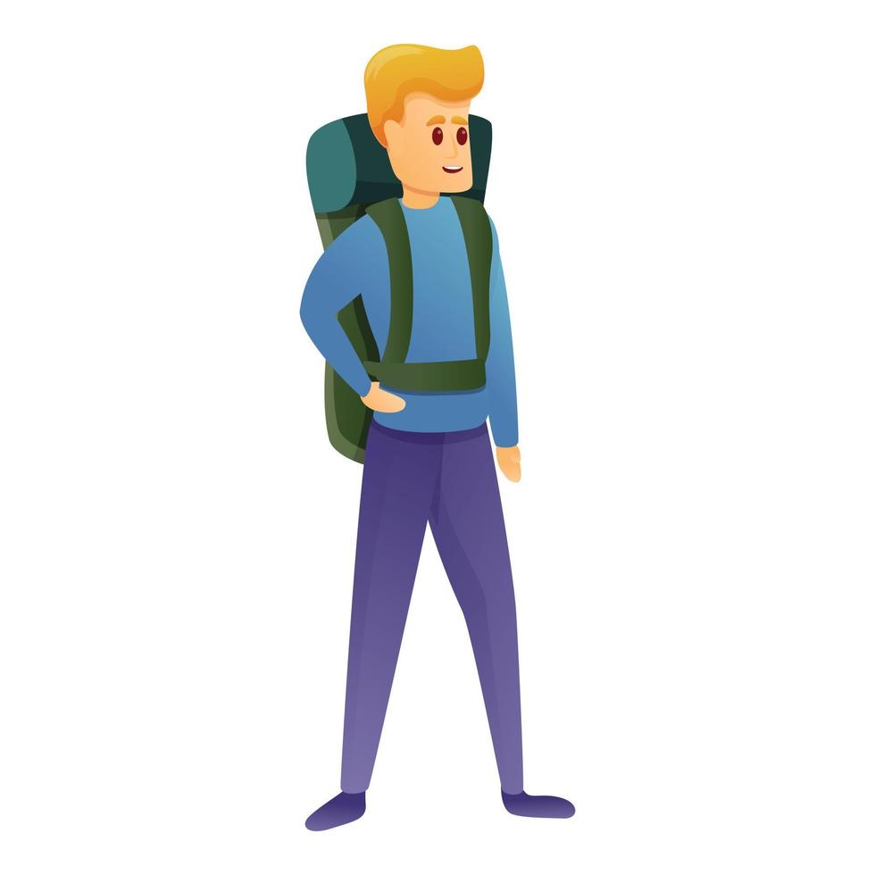 icono de mochila de excursionista, estilo de dibujos animados vector