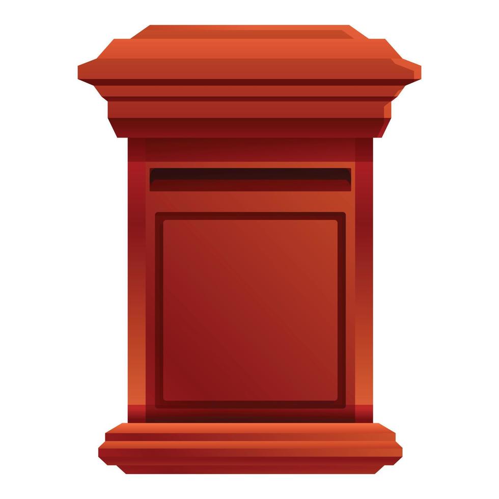 Wood mailbox icon, cartoon style vector