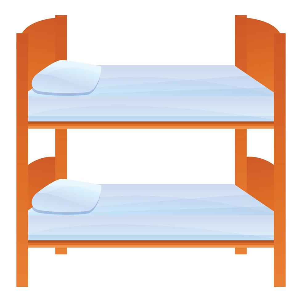 Wood bunk bed icon, cartoon style vector