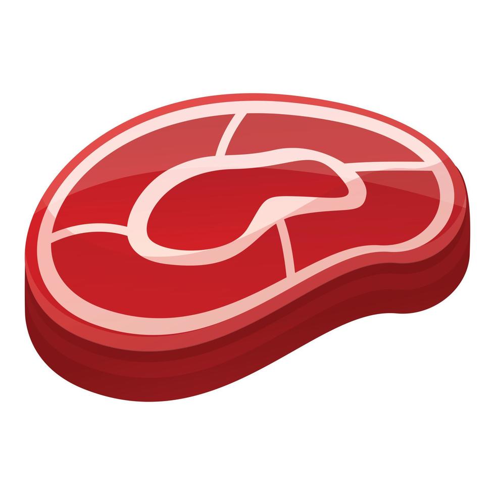 Meat slice icon, cartoon style vector