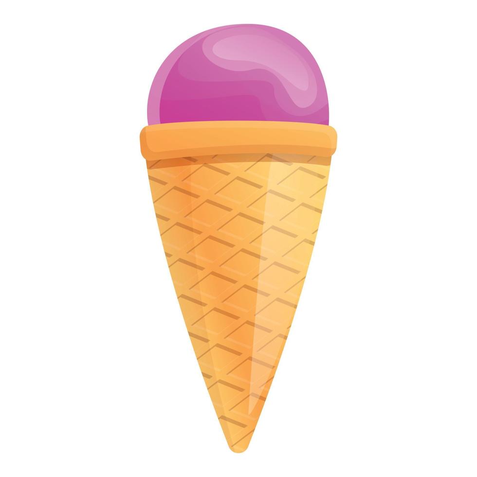 Fruit ice cream cone icon, cartoon style vector