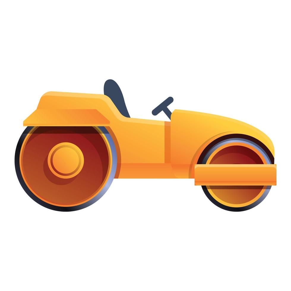 Heavy road roller icon, cartoon style vector