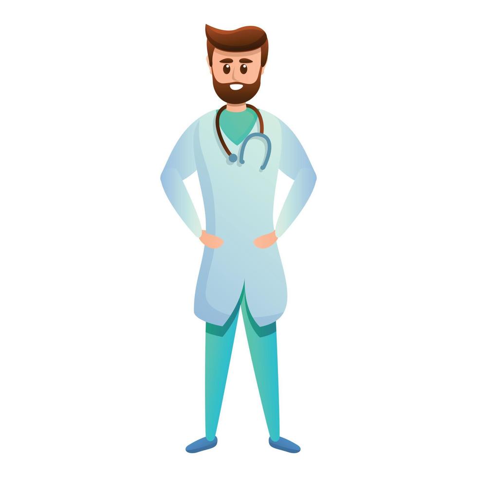 Nurse man stethoscope icon, cartoon style vector