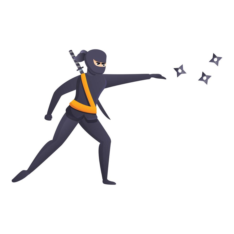 icono de estrellas de lanzamiento ninja, estilo de dibujos animados vector