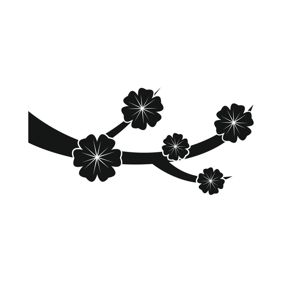 icono de flor de sakura, estilo simple negro vector