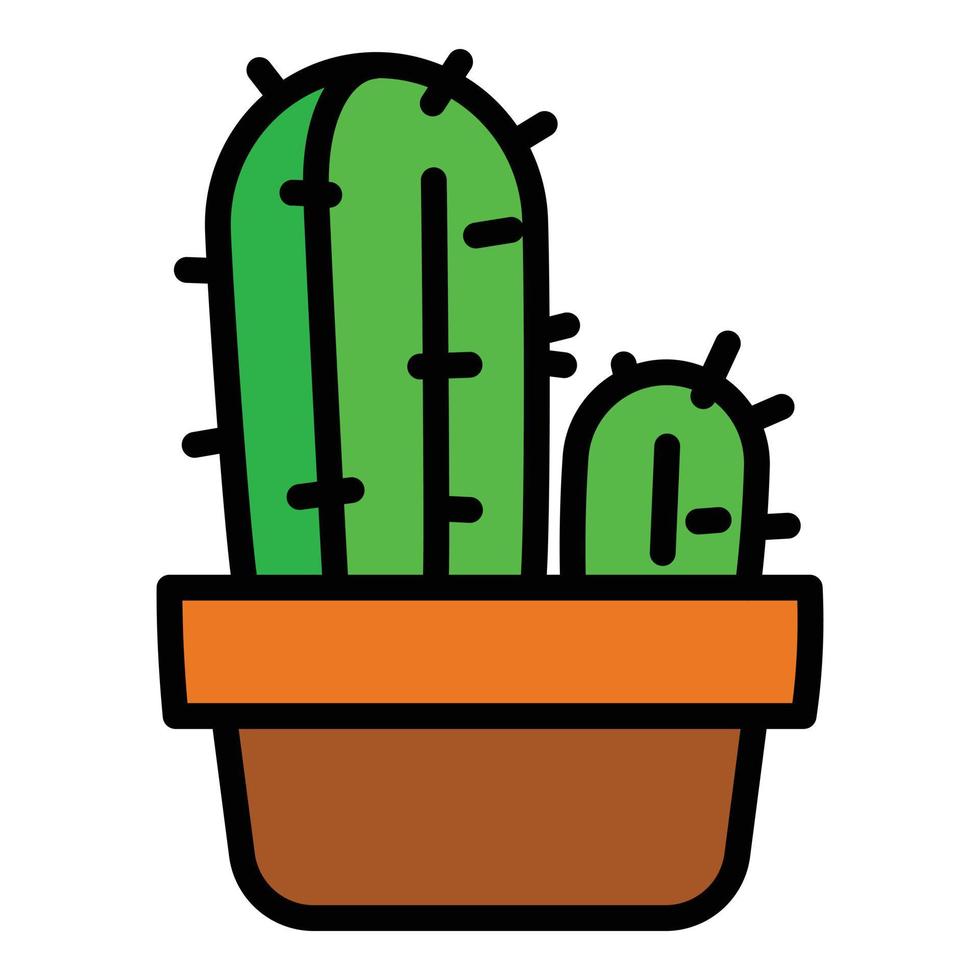 Cactus icon, outline style vector
