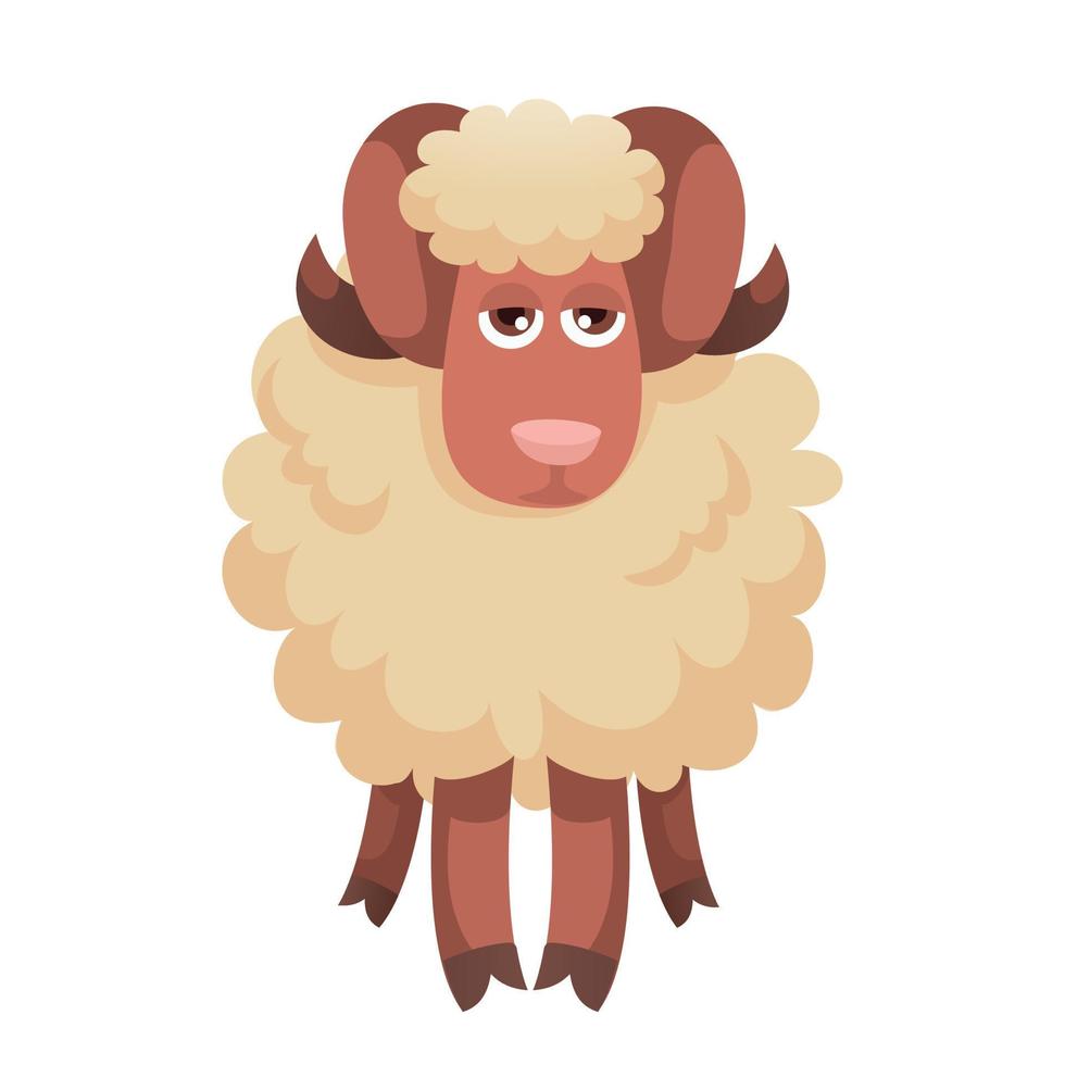 Tired ram icon, cartoon style vector