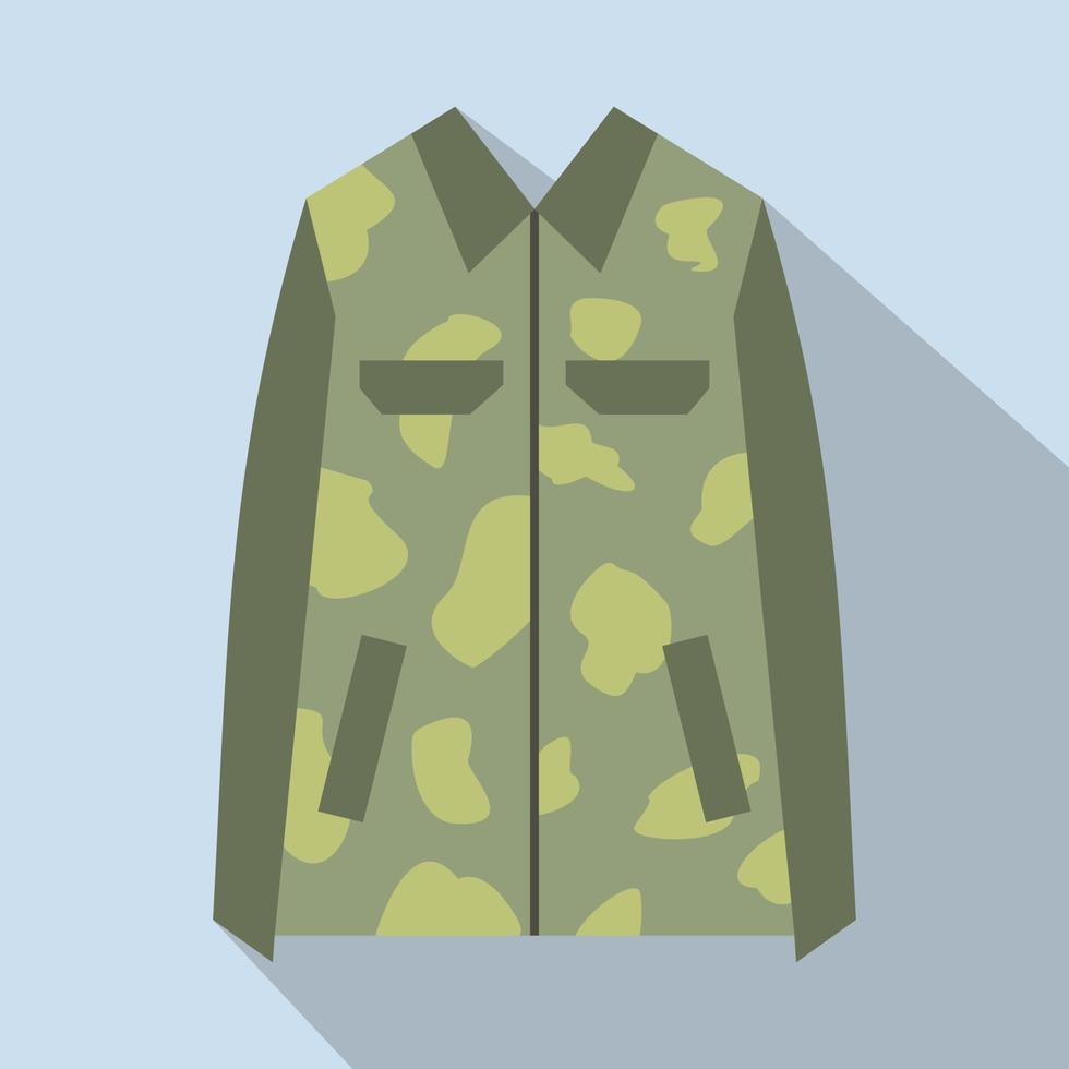 icono plano de chaqueta de camuflaje vector