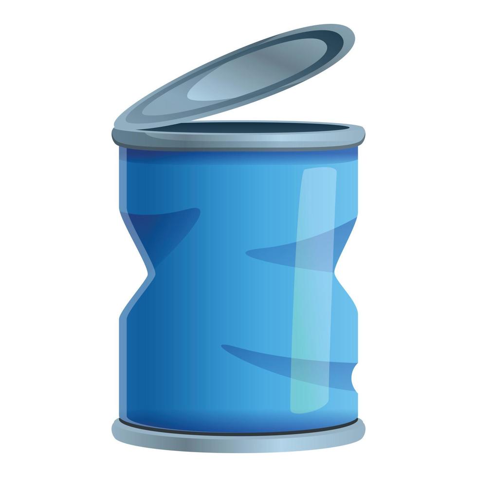 Garbage tin can icon, cartoon style vector
