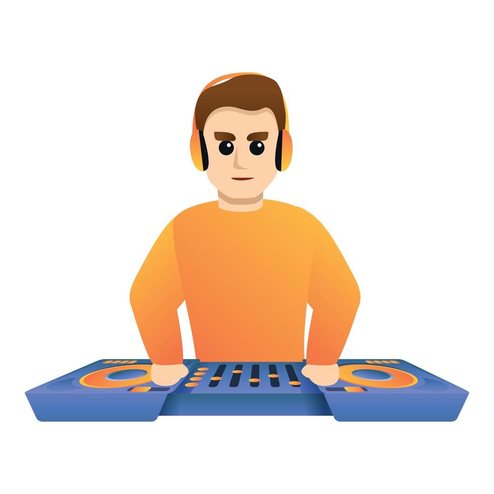 icono de ropa naranja dj, estilo de dibujos animados vector