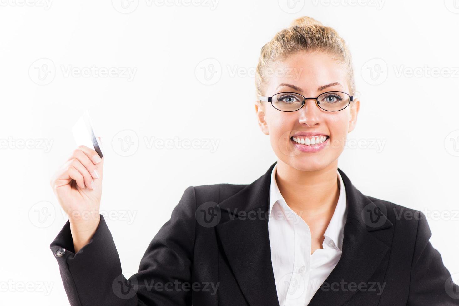 Businesswoman with master card photo