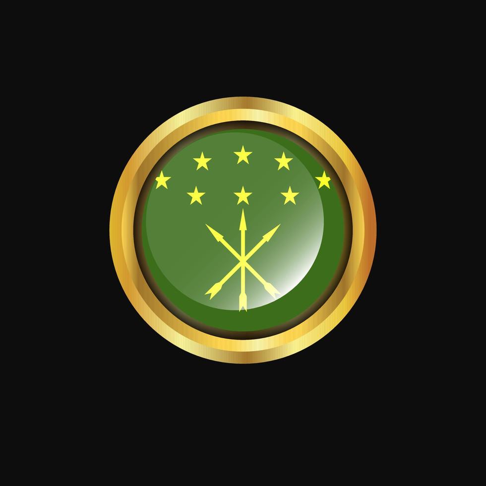 Adygea flag Golden button vector