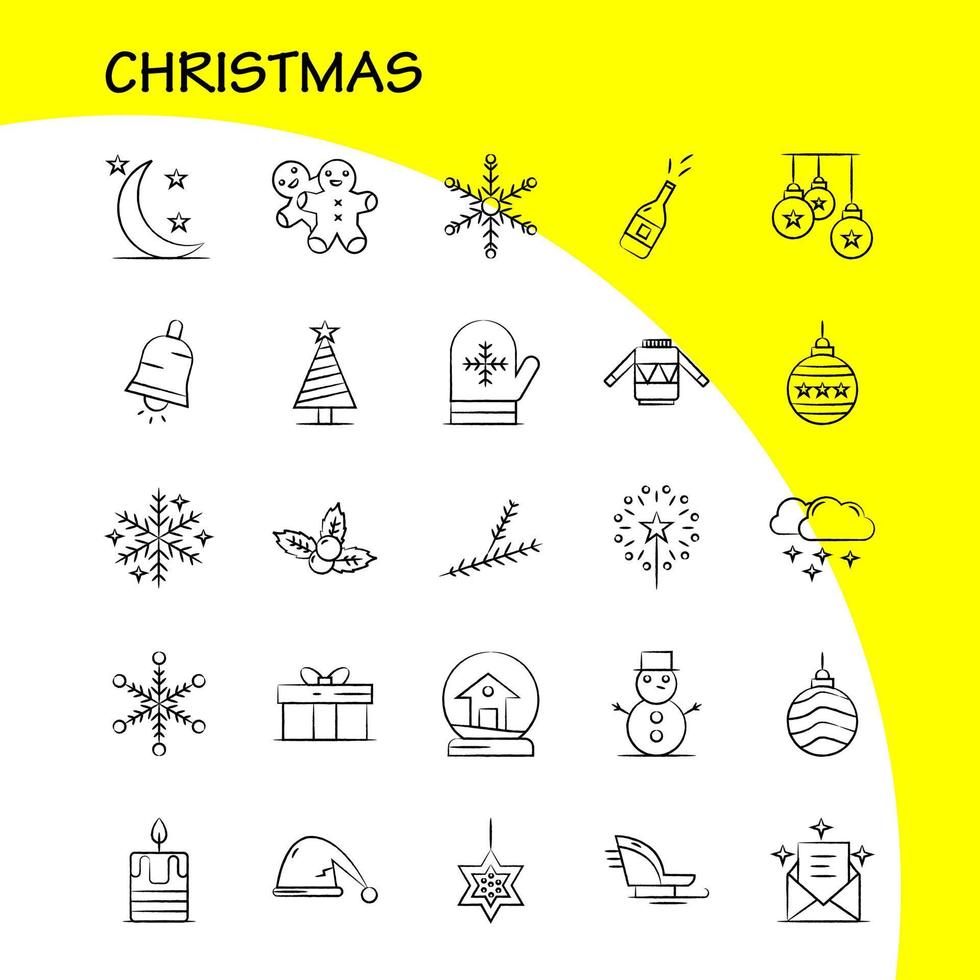 Christmas Hand Drawn Icon for Web Print and Mobile UXUI Kit Such as Cloud Cloudy Star Christmas Beer Christmas Wine Drink Pictogram Pack Vector