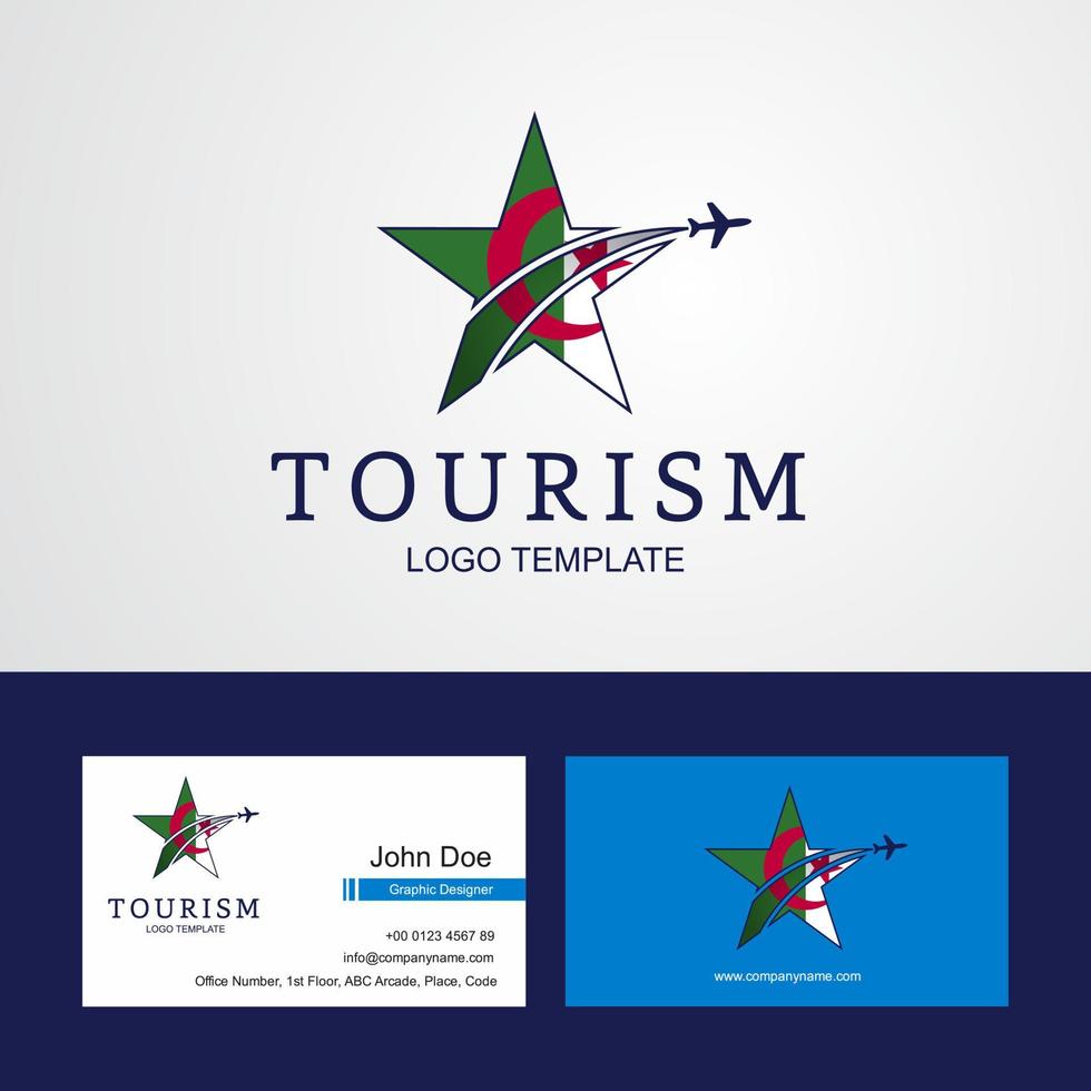 logotipo de estrella creativa de bandera de alegeria de viaje y diseño de tarjeta de visita vector