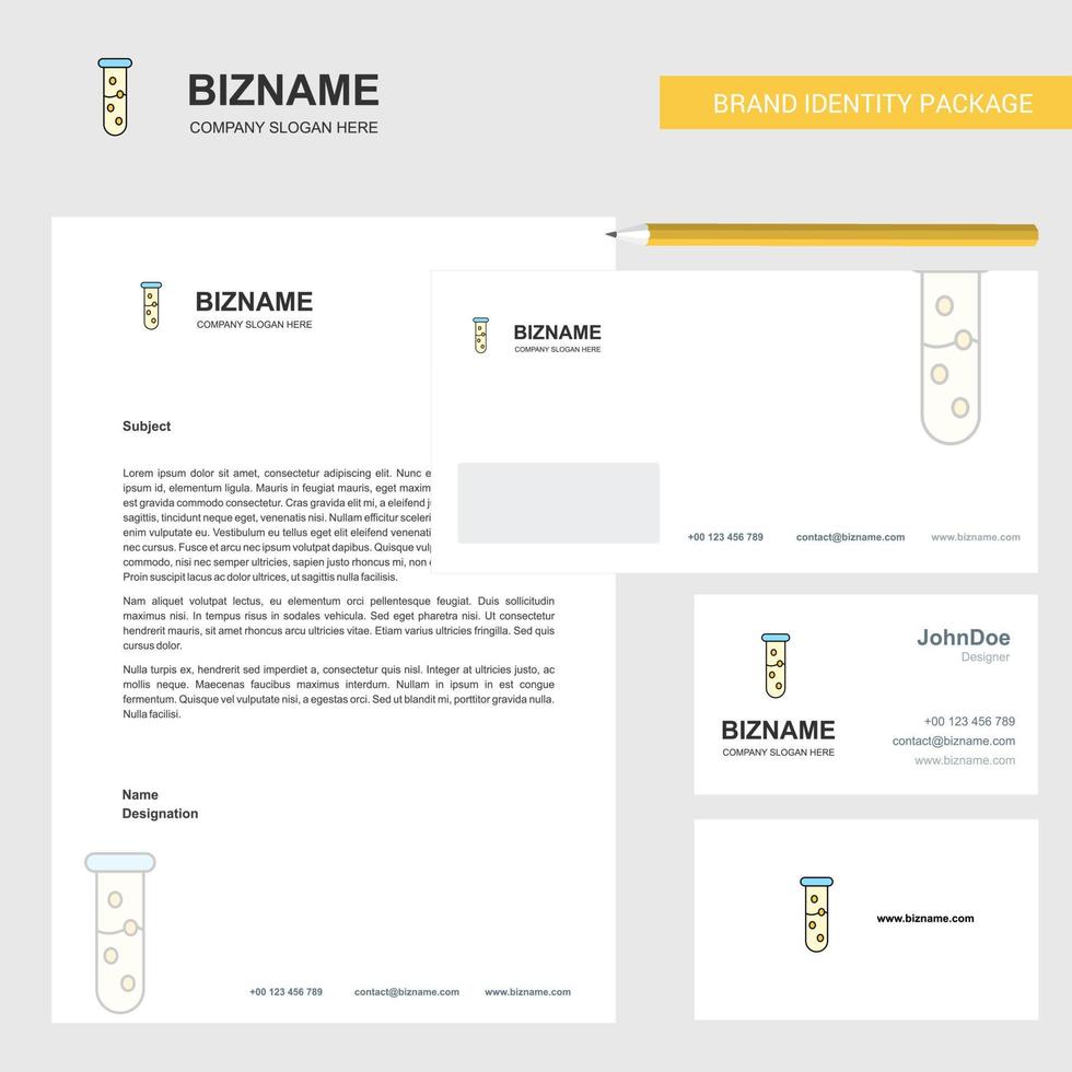 Test tube Business Letterhead Envelope and visiting Card Design vector template