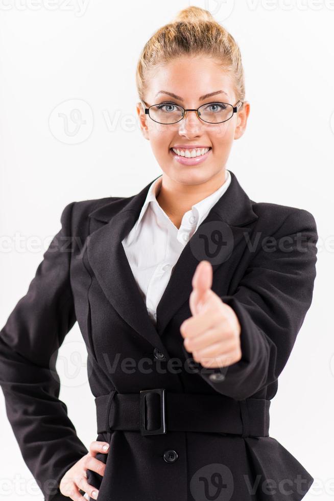 Businesswoman Showing Thumbs Up photo