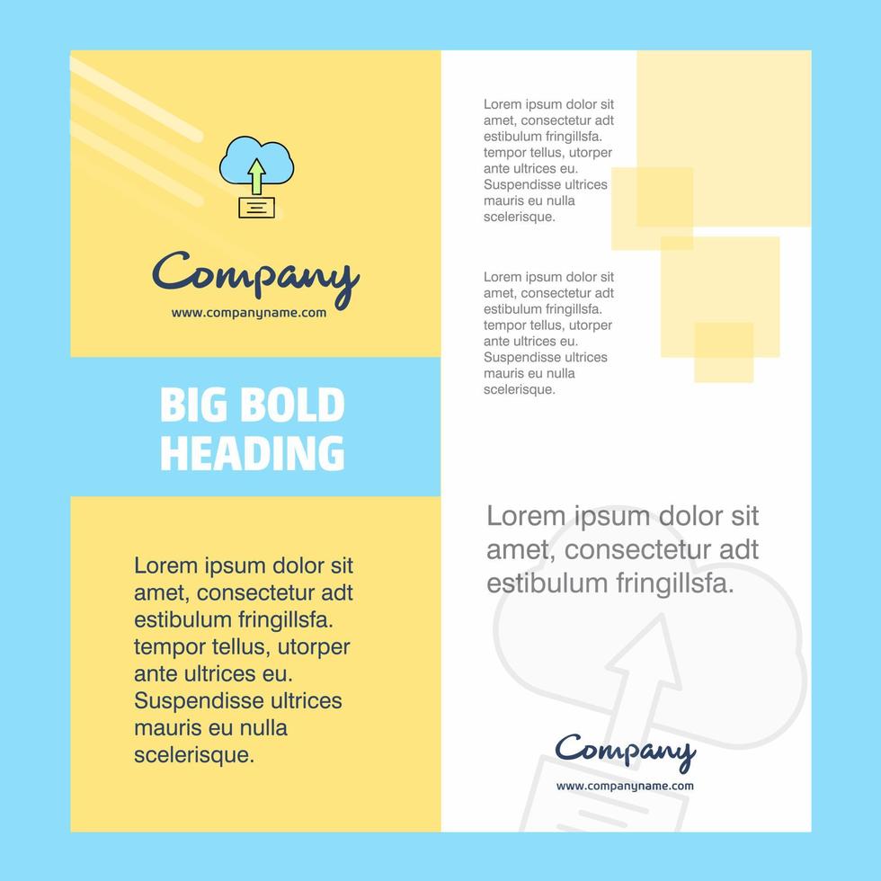 Uploading on cloud Company Brochure Title Page Design Company profile annual report presentations leaflet Vector Background