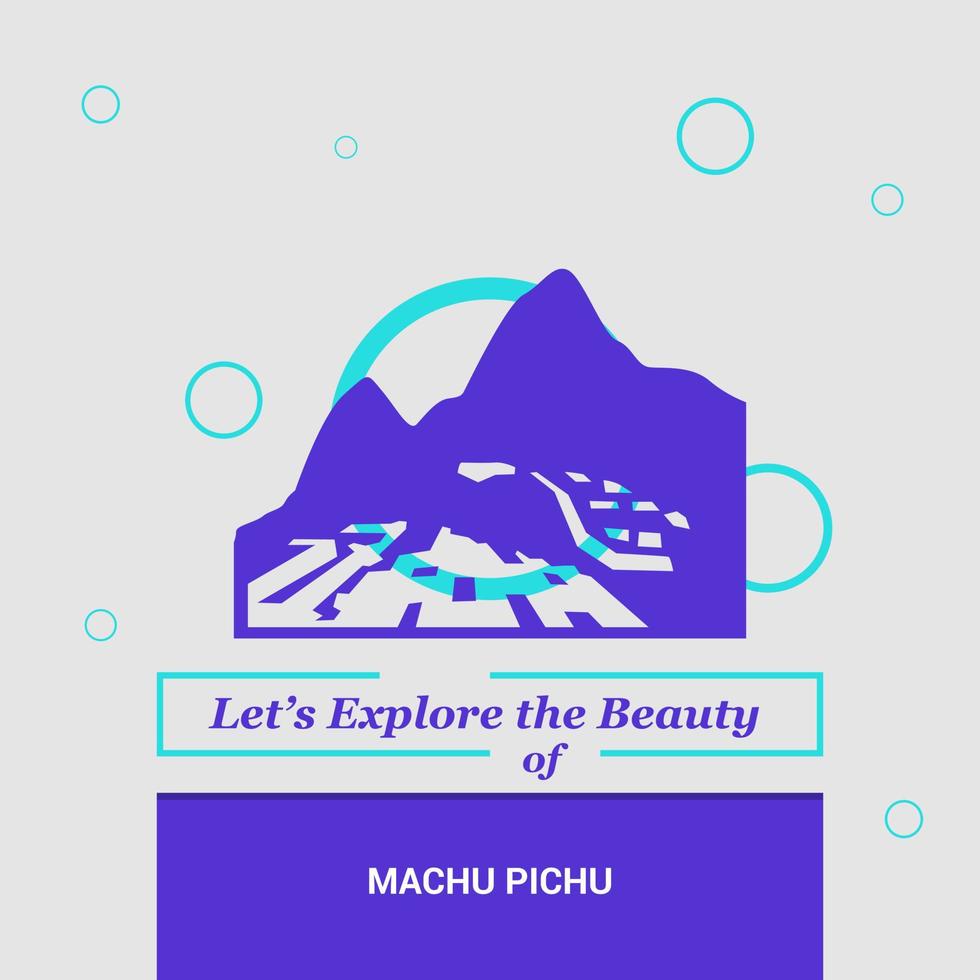 Lets Explore the beauty of Machu Pichu Cuzco Region Peru National Landmarks vector